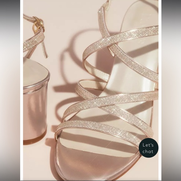 DAVID'S BRIDAL - Metallic Block Heel Sandals with Glitter Straps - Picture 5 of 13